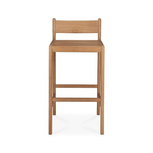Barhocker Jack Outdoor textil holz natur / H 76 cm - Teakholz - Ethnicraft - Teakholz - Massives Teakholz