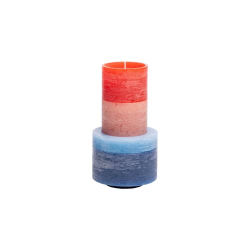 Bougie Stack 04 / 4 modules empilables - Combustion 110 heures - STAN EDITIONS - Rouge & bleu - Paraffine