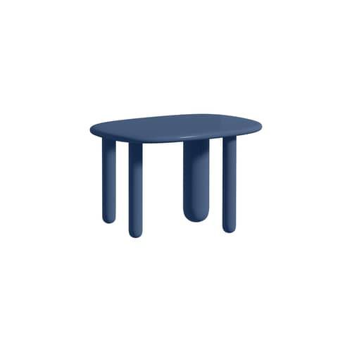 Tottori Coffee table wood blue / 4 legs - 64 x 44 x H 40 cm - Driade - Blue - Lacquered MDF, Lacquered solid wood