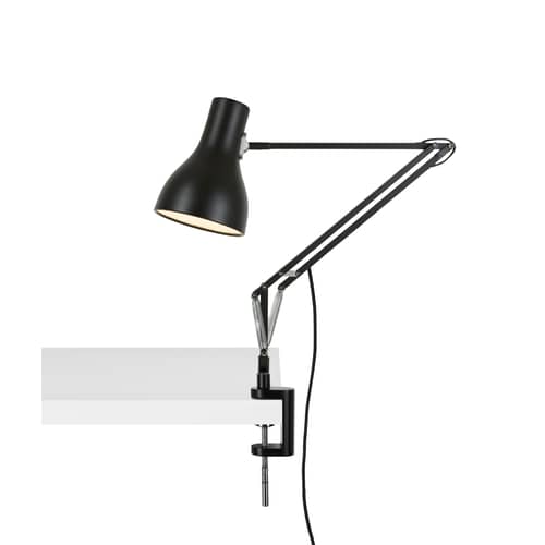 Set Lampe Type 75 metallo nero / Base a morsa - Anglepoise - Nero corvino - Acciaio cromato, Alluminio