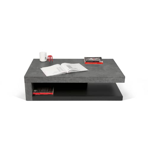 Couchtisch Chicago holz grau / 110 x 65 cm x H 29 cm - Melamin mit Beton-Optik - POP UP HOME - Graue Beton-Optik / Schwarz - Hochdichte Faserplatte, Melamin