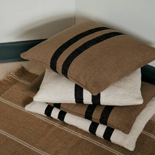 Housse de coussin Sigrun beige / 50 x 50 cm - BROSTE COPENHAGEN - Beige / Noir - Coton, Lin