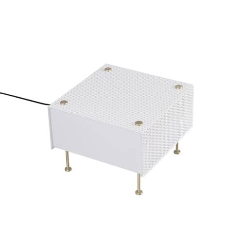 Lampe de table G61 Small métal blanc / Réédition 1959, Pierre Guariche - SAMMODE STUDIO - Blanc & laiton - Laiton brossé, PMMA, Tôle d\'acier perforée