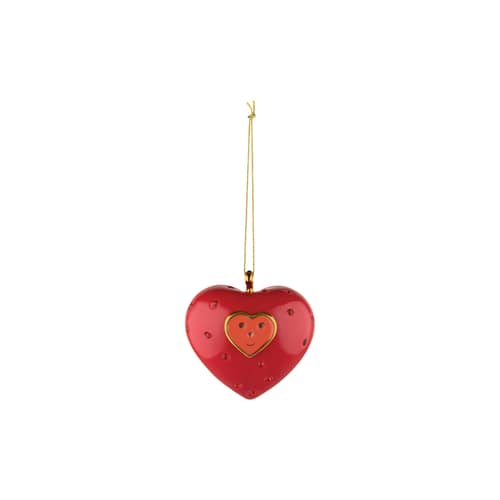 Palle di Natale Fleurs de Jorì ceramica rosso oro / Cuore e Cuora - Porcellana dipinta a mano - Alessi - Cuore - Porcellana