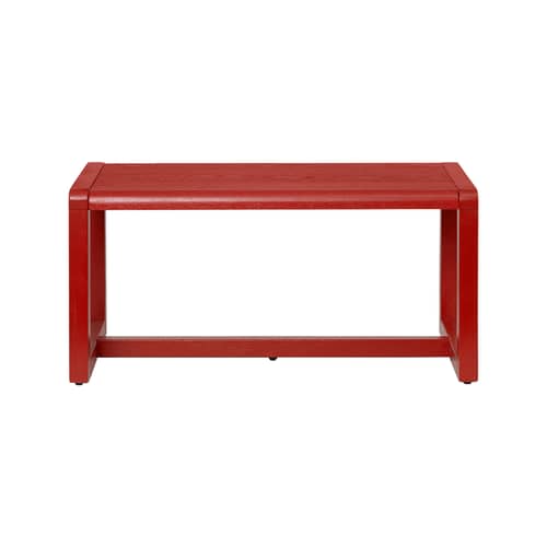 Panchina bimbi Little Architect legno rosso / L 62 cm - Ferm Living - Papavero - Frassino massello, Impiallacciatura in frassino, MDF