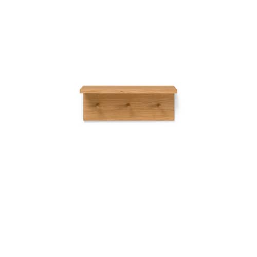 Portemanteau mural Place Small / Etagère - L 105 cm - Ferm Living - L 45 x P 17 cm / Chêne - Chêne massif huilé, MDF plaqué chêne huilé