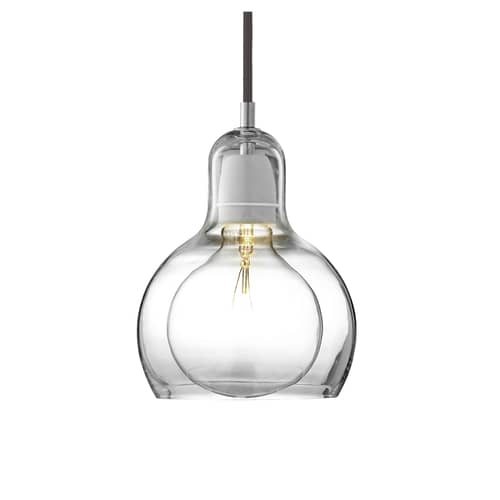 Sospensione Mega Bulb vetro trasparente Ø 18 cm - Cordonee Nero - &tradition - Trasparente / Cordonee nero - Vetro soffiato a bocca