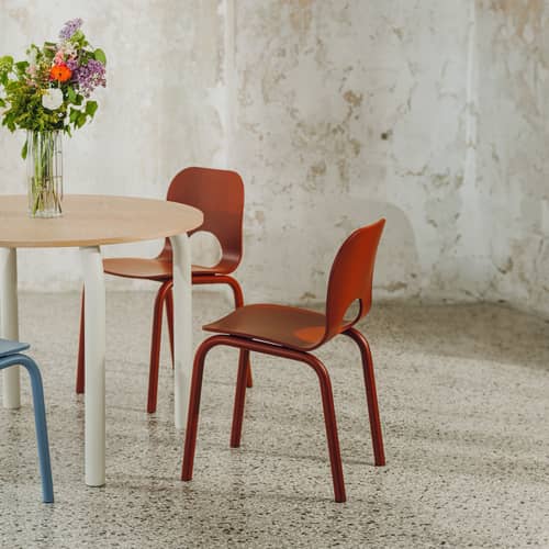 Stuhl Atto holz rot - NOO.MA - Rot auburn - FSC-zertifiziertes Sperrholz, Stahl