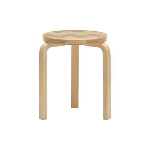 60 Stackable stool natural wood / 3 legs - Artek + Marimekko, 90th anniversary limited edition - ARTEK