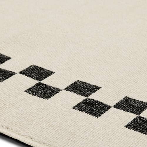 Tapis d\'extérieur Carpretty Petit / 230 x 160 cm - Fatboy - Check Border / Crème & anthracite - Polypropylène tissé