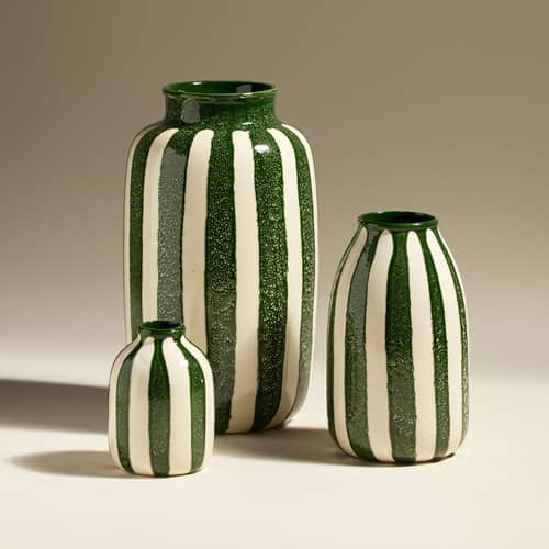 Vase Riviera Small céramique vert / H 14 cm - Maison Sarah Lavoine - Vert - Céramique émaillée