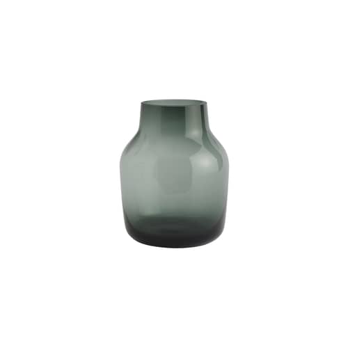 Vase Silent verre vert / Ø 15 x H 19 cm - Muuto - Vert foncé - Verre soufflé bouche