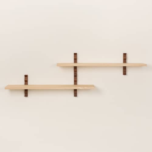 Heju X Nobodinoz Wall shelf natural wood / L 90 cm - NOBODINOZ - 1 shelf - Ash veneer, Solid Rubberwood