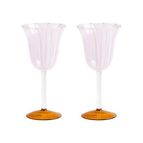 Eve Wine glass glass pink / Set of 2 - 18 cl - & klevering - Pale pink & Amber - Glass
