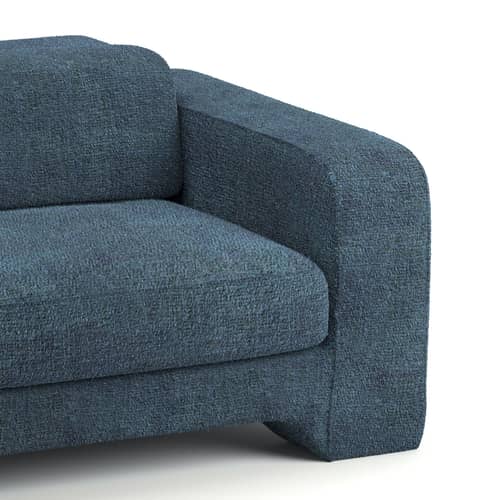 Canapé droit Giovana tissu bleu vert / L 230 cm - 3 places /  Coton tissé / Seconde vie - POPUS EDITIONS - Bleu Céladon (tissu Pyla) - Hêtre massif, Mousse HR, Ouate de polyester, Panneaux de particules, Tissu
