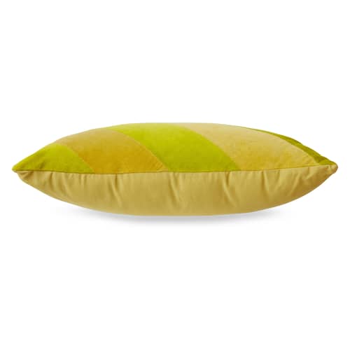 Cuscino Striped velvet tessuto giallo / 40 x 60 cm - HK LIVING - Giallo, Verde - Cotone, Poliestere, Velluto
