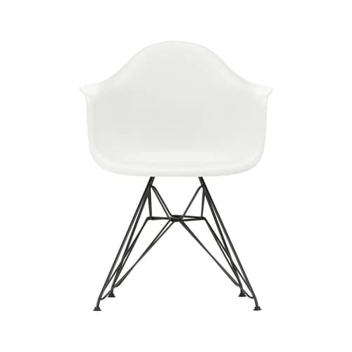 Fauteuil RE DAR - Eames Plastic Armchair / (1950) - Pieds noirs / Recyclé - Vitra - Blanc coton / Pieds noirs - Acier laqué époxy, Plastique recyclé post-consommation