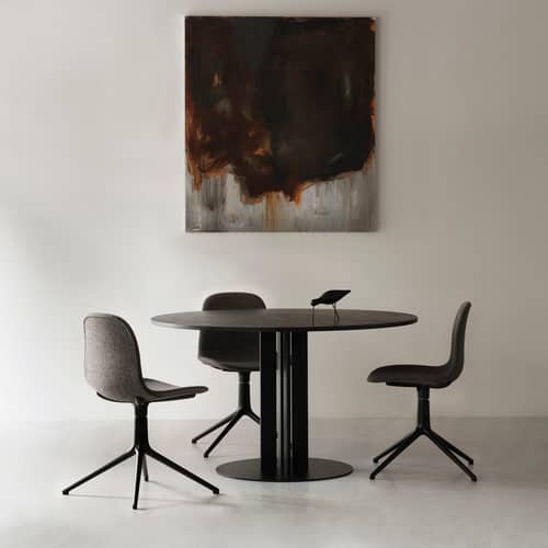 Chaise pivotante Form cuir noir / Rembourrage intégral - Normann Copenhagen - Cuir noir (Ultra 41599) / Pied alu poli - Aluminium poli, Cuir, Mousse, Polypropylène