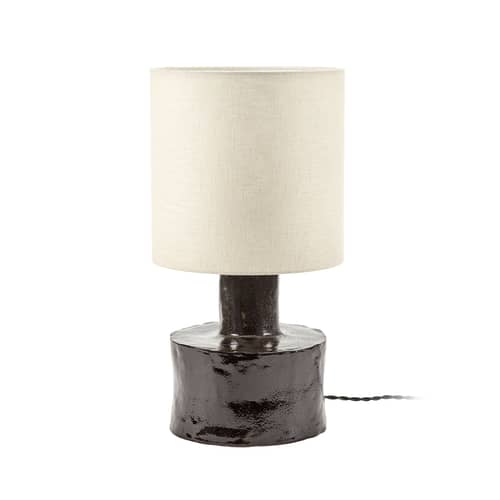 Lampada da tavolo Catherine ceramica nero / Gres & tessuto - Ø 25 x H 47 cm - Serax - Nero / beige - Gres