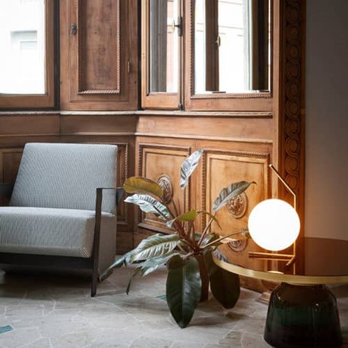 Lampe de table IC T1 Low verre or / Ø 20 x H 38 cm - Michael Anastassiades, 2014 - Flos - Laiton - Acier, Verre soufflé