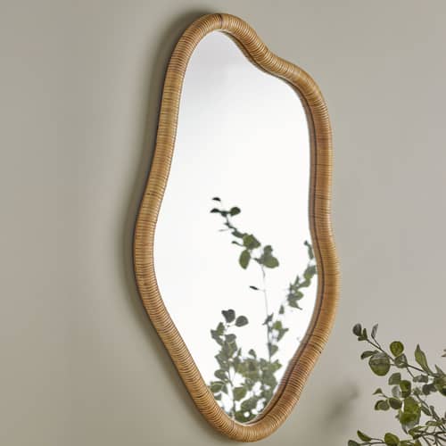 Miroir mural Ashlie   / 50 x 80 cm - Rotin - Bloomingville - Rotin - Rotin, Verre