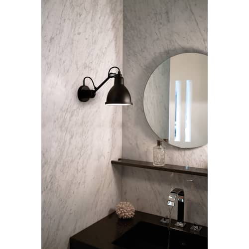 Wandleuchte N° 304 metall schwarz / Badezimmer-Lampe - DCW éditions - Schwarz, matt - Aluminium, Borosilikatglas, Céloron, Silikon, Stahl