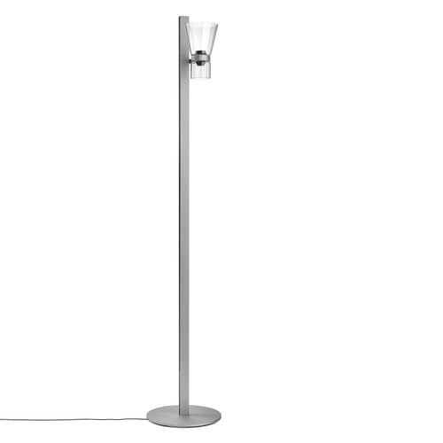 Stehleuchte Nocturne 1 - Cone glas silber / LED - schwenkbar - Flos - Silber - Aluminium, Geblasenes Borosilikatglas