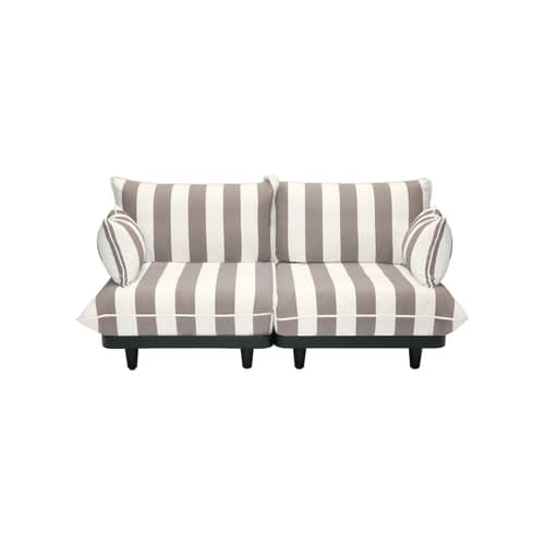 Gartensofa 2-Sitzer Paletti Lounge textil braun / L 190 cm - Fatboy - Gestreift / Kakao - Olefin Stoff, Polyesterschaum, Recyceltes Polyethylen, Stahl