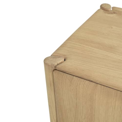 Credenza con piattaia PI legno naturale / L 110 x H 170 cm - Ethnicraft - Rovere naturale oliato - Massello di quercia oliato