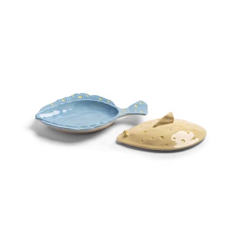 Plat de service Plaice céramique / 29.5 x 21 x H 9 cm - & klevering - Jaune - Grès