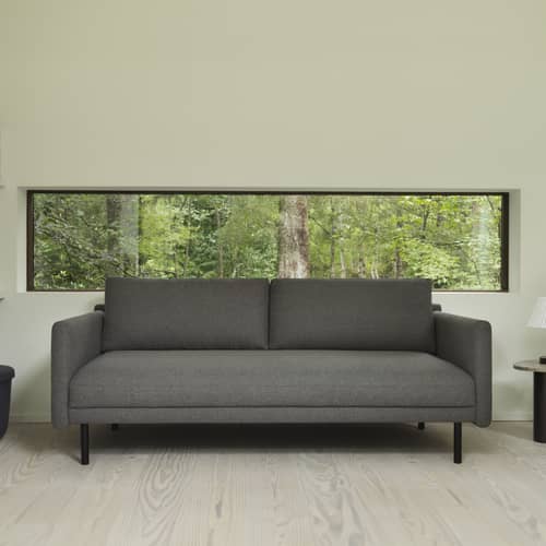 Sofa Rar textil grau / 3-Sitzer - L 204,5 cm - Normann Copenhagen - Stoff Dunkelgrau - Gewebe, Holz, PU-Schaum, Stahl