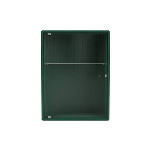 Armadio pensile da bagno Ripple legno verde / L 35,4 x P 20 x H 46,8 cm - Vetro ondulato - MONTANA - Pino 136 - MDF laccato, Vetro ondulato