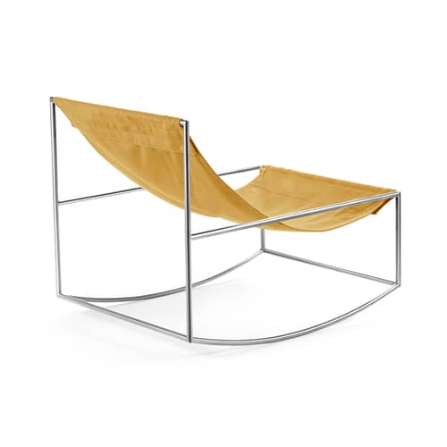 Rocking chair  tissu jaune OUTDOOR - valerie objects - Jaune / Structure acier poli - Acier inoxydable, Tissu outdoor