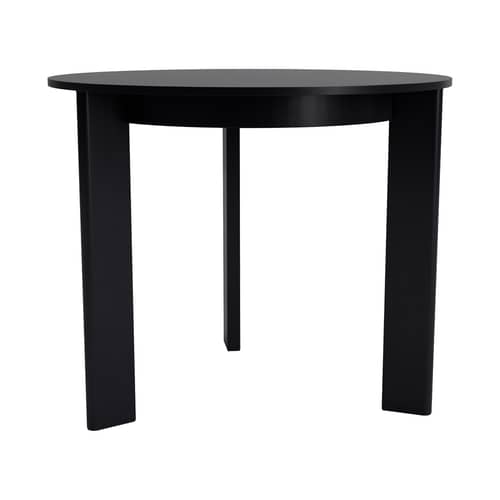 Chisel 20 Round table wood black / Ø 90 cm - 3 bases - Hay - Black - Lacquered oak veneer