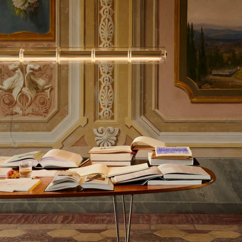 Suspension Luce Cilindrica S1 verre transparent / L 167 cm - Flos - L 167 cm - Aluminium poli, Verre borosilicaté