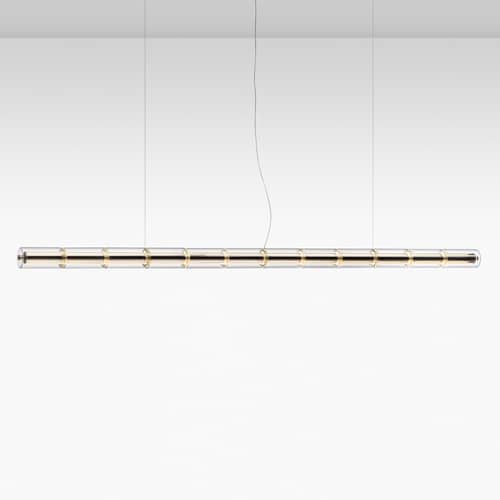 Suspension Luce Cilindrica S3 verre transparent / L 250 cm - Flos - L 250 cm - Aluminium poli, Verre borosilicaté