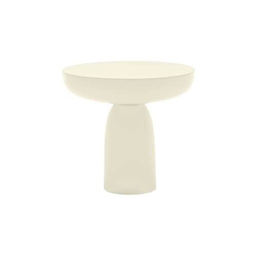Table d\'appoint Olo Colours - Bois laqué bois blanc / Ø 50 x H 47 cm - Mogg - Blanc perlé - Bois massif laqué