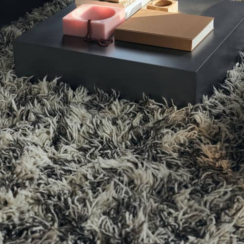 Tappeto Shaggy tessuto beige / 200 x 300 cm - Lana a pelo lungo - HK LIVING - Ecru / Marrone - Lana
