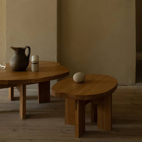Tavolino Farmhouse Pond legno naturale / 51 x 58,8 cm x H 37 cm - Frama  - 51 x 58,8 cm / Rovere - Massello di quercia oliato