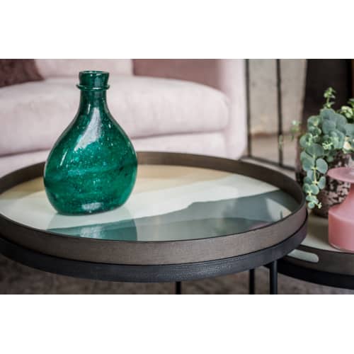 Zubehör  glas beige / Ø 61 cm - Holz & Glas handbemalt - Ethnicraft - Wabi Sabi / Sandfarben, champagnerfarben & grün - Glass mit Siebdruck, Holz