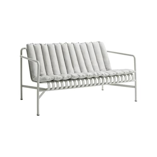 Accessoire  tissu gris / Coussin Soft Quilted - Pour canapé de jardin Palissade Lounge L 139 cm - Hay - Gris clair - Mousse polyuréthane, Tissu oléfine
