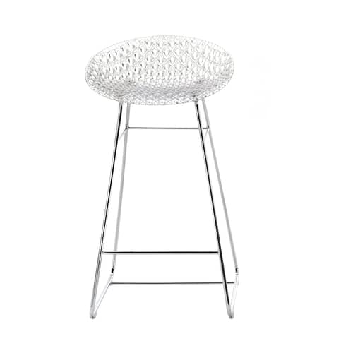 Barhocker Smatrik plastikmaterial transparent / Indoor - H 65 cm - Kartell - Cristal / verchromter Fuß - Polykarbonat, verchromter Stahl