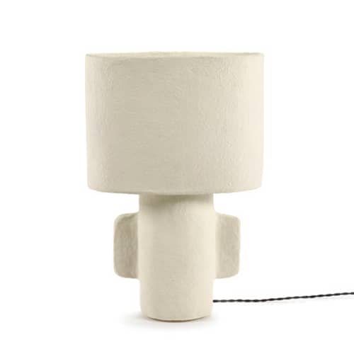 Lampada da tavolo Earth carta bianco / Cartapesta riciclata - 36 x 23 x H 54 cm - Serax - 36 x 23 x H 54 cm - Cartapesta riciclata