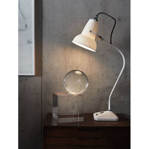 Lampe de table Original 1227 Mini métal céramique blanc / Porcelaine - Fixe / Réédition 1930\' - Anglepoise - Blanc - Acier laqué, Fonte, Porcelaine
