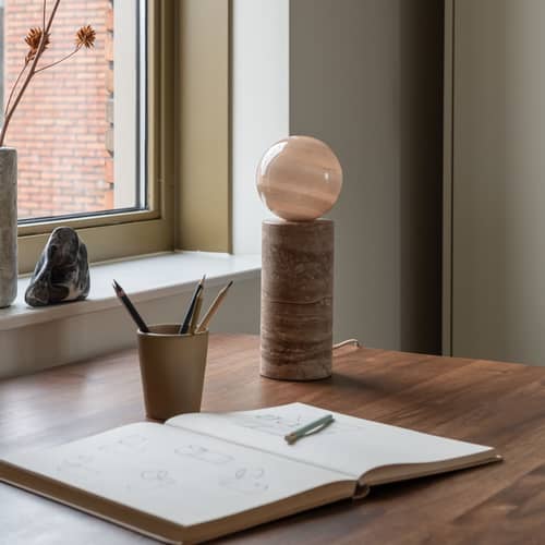 Lampe de table Tivoli - It\'s about Romi - Sable - Travertin, Verre