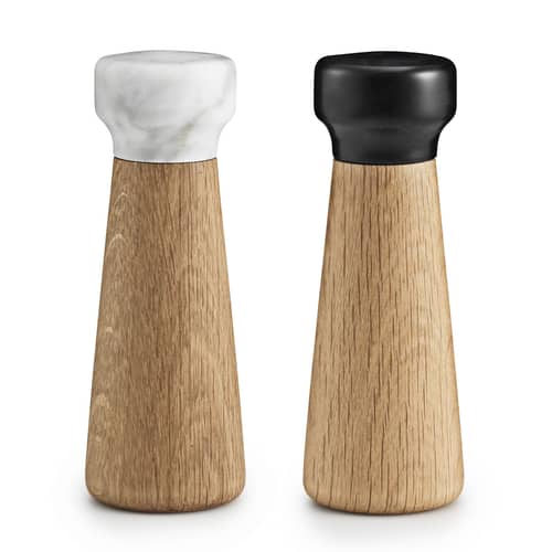 Set Macina Sale e Pepe in Legno di Acacia Massiccio con Sottopiatto