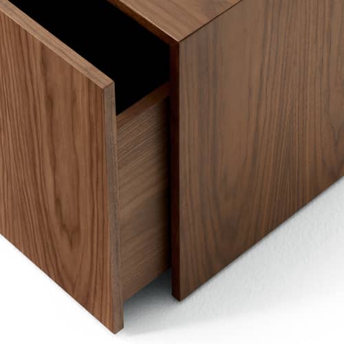 Tavolino d\'appoggio Mass legno marrone / Cassetto - 40 x 40 x H 47 cm - NEW WORKS - Noce - Impiallacciatura in noce