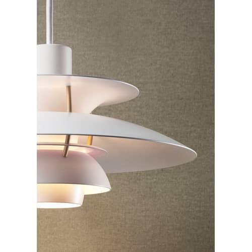 PH 5 Mini Pendant metal white / Ø 30 cm - Louis Poulsen - White / Bronze rods - Aluminium