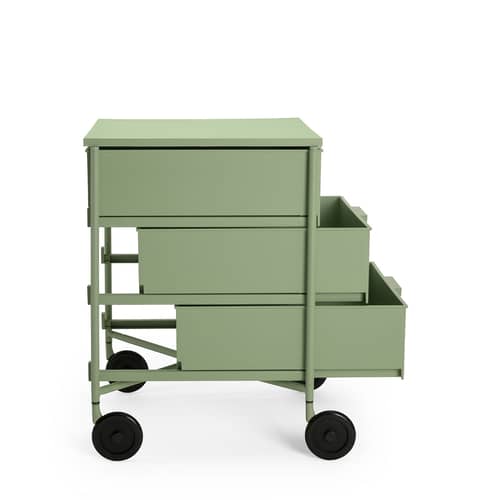 Rollcontainer Mobil plastikmaterial grün / 3 Schubladen - Version mattlackiert - Kartell - Hellgrün matt - gefirnister Stahl, Recyceltes thermoplast. Technopolymer