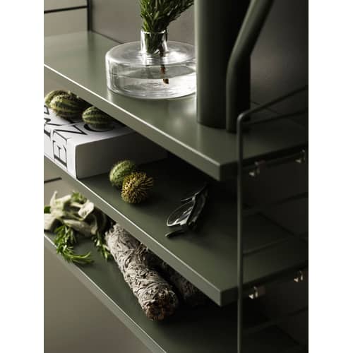 Scaffale String® Pocket legno verde / L 60 x H 50 cm - Ripubblicato nel 1949 - String Furniture - verde salvia - Acciaio laccato, MDF tinto